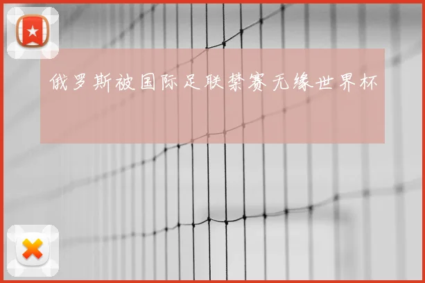 俄罗斯被国际足联禁赛无缘世界杯